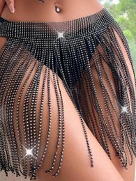 Skirts Fashion Style Women's Clothing Electronic Music Festival Disco Shiny Sexy Rhinestone Chain Stitching High Profile Tassel Skirt