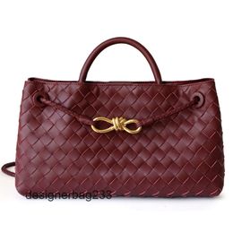 High New Woven Womens West/East Tote Andiamo Venetass Lady Bag Metal Totes Buckle Quality Bags Leather Cowhide Rope Shoulder Handbag Bottegs One VNBR