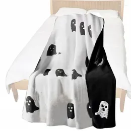 Blankets Halloween Pink Ghost Blanket Cozy Flannel Reversible Soft Couch Living Room Bed For Adults Kids Festival Decoration