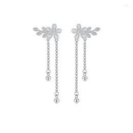 Stud Earrings Sterling Silver Colour Trendy Plum Blossom Tassel Ear-Buckles Women's Fashion Jewellery