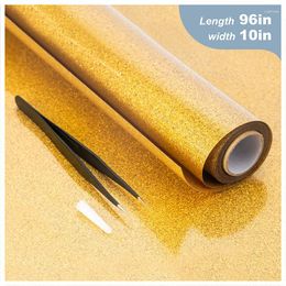 Window Stickers Heat Transfer Roll 10 X 8ft Golden Glitter Iron-on Bundle Sheet Easy Cut & For DIY Shirts Bags Hats Jeans Clothes