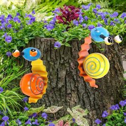 Decorative Figurines 3D Snail Garden Decor Heavy Duty Iron Art Small Sculpture Colourful Animal Yard Outdoor Outside Fence