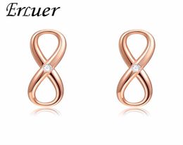 ERLUER Stud Earrings for women Fashion wedding crystal infinity jewellery Girl rose gold zircon engagement earring Jewelry9982877