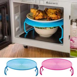 Kitchen Storage Folding Microwave Tray Multifunction Insulated Heating Rack Steam Holder Oven Shelf Cooking Tool Gadgets