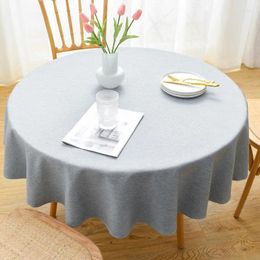 Table Cloth Antependium Art Pure Color Blending Cotton Waterproof Big Round Table_Jes4830