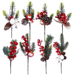 Decorative Flowers Christmas Berry Sprigs Artificial Berries Fake Branches Home Flower Decoration Bouquet