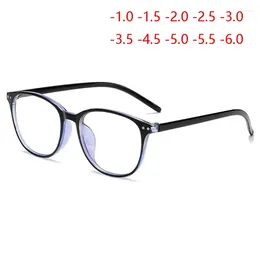 Sunglasses Frames Fashion Literary Blue Film Coating Lenses Myopia Glasses With Degree Anti-blue Light Short-sighted Eyeglasses -100 -150 To