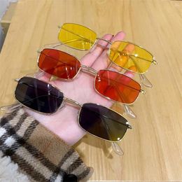 Sunglasses 2024 Vintage Small Rectangle Metal Men Women Fashion Punk UV400 Sun Glasses Unisex Retro Anti-UV Driving Eyewear