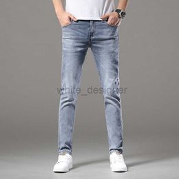 Designer Jeans for Mens Kong trendy men's jeans, elastic slim fit blue casual denim long pants Fashion pants
