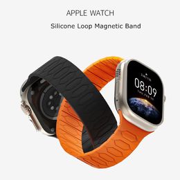 Ventilate Free Regulation Silicone Loop Magnetic Bands Bracelet Strap Band Link Straps Watchband for Apple Watch Series 3 4 5 6 7 8 9 iWatch 40/ 41mm 44/45mm 49mm