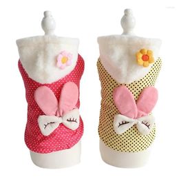 Dog Apparel 2024 Autumn And Winter Ears Little Dot Cotton Coat Cat Clothing Pet Puppy Clothes