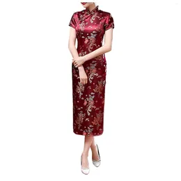 Casual Dresses Women's Short Sleeve Bodycon Mock Turtle Neck Tank Party Dress Cheongsam Formal Wedding Guest Plus Size