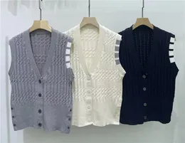 Women's Sweaters Preppy Student Style Sweater Vest Grey Colour Twist Thread Jumpers Tanks Knitted Coat Camis Pull