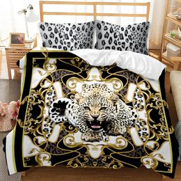 Bedding Sets Fashion Ferocious Lion Leopard Pattern 3D Animal Duvet Cover Pillowcases Bed Linings Home Textiles Childrens Gifts