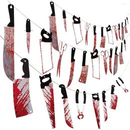 Party Decoration Halloween Blood Knife Flag Paper Pull Flower Eyeball Severed Limb Pendant Bloody Tools Tablecloth Cordon Bat Alphabet