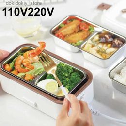 Bento Boxes 110V220V Electric Lunch Box 304 Stainless Steel Portable Office Keep Warm Bento Box Hot Rice Cook Lunch Box Food Heater 800ml L49