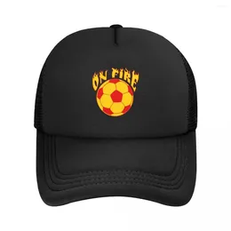 Ball Caps Fashion Soccer On Fire Baseball Cap For Men Women Breathable Trucker Hat Performance