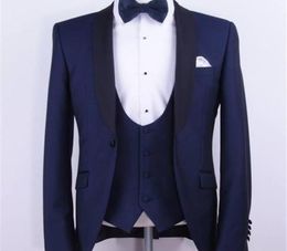 Blue Classic Fit Men Suits for Wedding Wear Shawl Lapel Three Piece Groom Tuxedos Formal Suit Jacket Pants Vest4176435