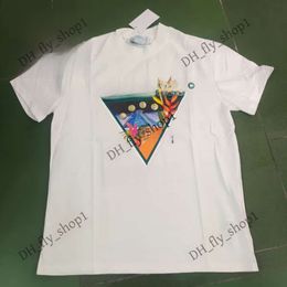 Men's T-shirts Men's T Brand Designer Tees Rainbow Mushroom Letter Print Short Sleeve Tops Cotton Loose Men Casa Blanca Women Shirt JHVD 446