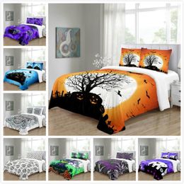 Bedding Sets Halloween Duvet Cover Set Bat With Pumpkin 3pcs Festival Quilt Orange Pillow Cases Fashion Home Textile