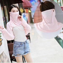 Scarves Fashion Outdoor For Men Women Hiking Sun UV Protection Solid Color Silk Mask Neck Scarf Face Cover