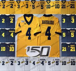 2019 150TH Michigan Wolverines #4 Jim Harbaugh 5 Jabrill Peppers 21 Desmond Howard 2 Carlo Kemp Jake Moody White Navy Yellow Jerseys8703044