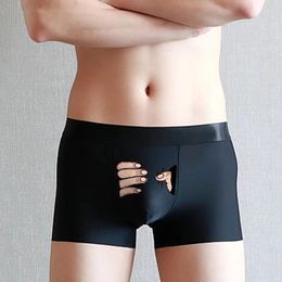 Underpants Funny Underwear Ice Silk Boxers For Men Shorts Cute Spoof Trunk Plus Size Male Panties Lovers Fascinating Gift Boxer