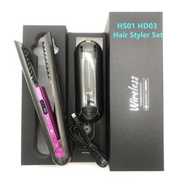 Professional 2 in 1 USB Rechargeable Hair Straighteners Curling Irons No Fan Hair Dryer 8 Heads Multifunction Hairs Curler Salon H9144023