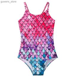 One-Pieces 2023 Swimsuit for Girls Children One-pieces Little Mermaid Swimwear Kids Beach Wear Swimwear Kids Girls One-pieces Bikini Y240412