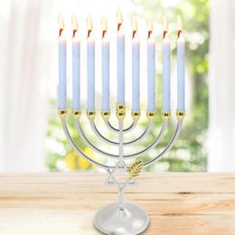 Candle Holders Metal Hanukkah Candleholder Candelabras Dinner 9 Branch Menorah Candlestick