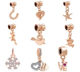 Free Shipping MOQ 20pcs rose gold Starfish Angel Magic Girl hanging Bead Charms fit Original Bracelet Jewelry DIY J0249993155