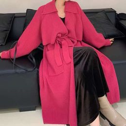 Autumn Winter New High-end Design Feeling Loose and Lazy Style Large Sweater Jacket Long Heavy Work Knitted Cardigan for Women