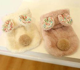 Dog Apparel Pet Clothes Puppy Autumn Winter Warm Plush Cotton Chihuahua Small Sized Broken Flower Ear