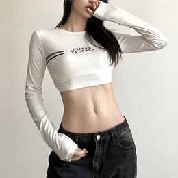 Women's T Shirts Sexy Round Neck Short Midriff-Baring Top