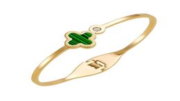 Designer Four Leaf Clover Bracelets bangle Titanium steel 18K Gold Cuff Letter Love Charm Diamond Inspirational Jewelry for Women 3385026