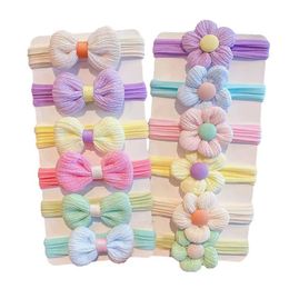 Girls Bow Hair Band Candy Colour Flower Hair Ties Children Elastic Rubber Bands Ponytail Holder Kids Hair Accessories 22297