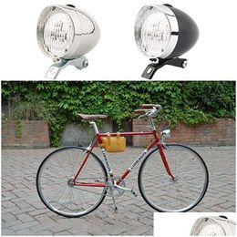 Bike Lights Durable Led Metal Chrome Retro Bicycle Front Fog Light Head Lamp Cycling Accessories Drop Delivery Sports Outdoors Dhois