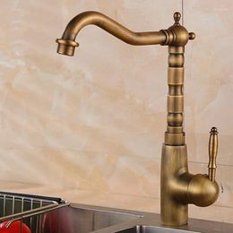 Bathroom Sink Faucets 1pcs 360 ° Degree Basin Faucet Antique Brass Water Tap Bath Deck Mounted Wash Mixer Taps High