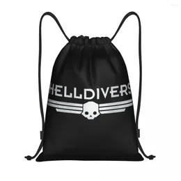 Shopping Bags Helldivers Drawstring Sports Backpack Gym Sackpack Video Game String For Cycling