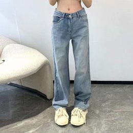 High End M6 Early Spring Contrasting Colour Pockets Red Letters Numbers Embroidered Long Pants Waist Versatile Jeans for Women