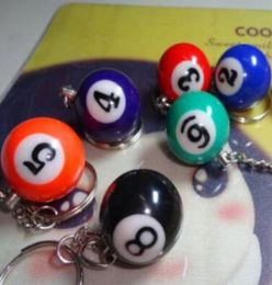 Fashion Snooker Table Ball Keychain Keyring Key Chain For Birthday Lucky Gift Mixed Colors7249276