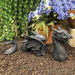 Decorative Figurines Dragon Resin Ornaments Three Section Flying Statue Garden Decoration Handicraft