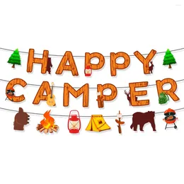 Party Decoration Happy Camper Banner Campfire And Tent Garland Camping Themed Decorations Outdoor Birthday Supplies