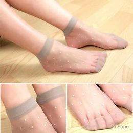 Socks Hosiery 100Pairs Dot Silk Socks Women Transparent Thin Breathable Summer Nylon Short Stock Female Non-Slip Stretch Ankle Sexy Sock