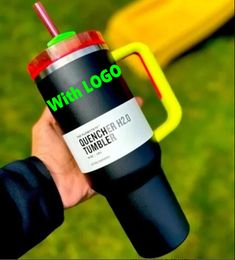 Electric White 40Oz Tumbler Yellow Orange Neon Green QUENCHER H2.0 Stainless Steel Tumblers Cups With Silicone Handle Lid Straw Winter Pink Neon Pink Car Mugs G0415