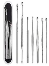 Ear Care Supply 7pcsset Wax Pickers Cleaner Stainless Steel Earpick Remover Curette Pick Spoon Epiwax7263902