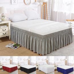Solid Colour Elastic Ruffle Bed Skirt Wrap Around Style Comfortable Fade Resistant Cover Without Surface Twin Queen King Size 240415
