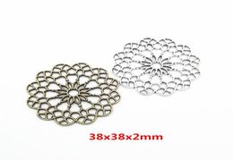 30pcs 38X38MM Handmade Alloy Filigree Flower Charms Metal Vintage Pendants for Bracelet Necklace Earring DIY Jewellery Making9626886