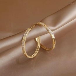 Hoop Earrings 18K Gold Colour Fashion Jewellery Micro Inlaid Zircon C- Shaped Simple For Woman Holiday Party Daily Luxury Earring