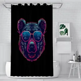 Shower Curtains Cool Party Neon Punk Bathroom Bear Waterproof Partition Unique Home Decor Accessories